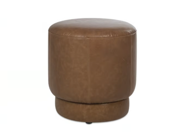 TRAY - Round leather pouf by Jess