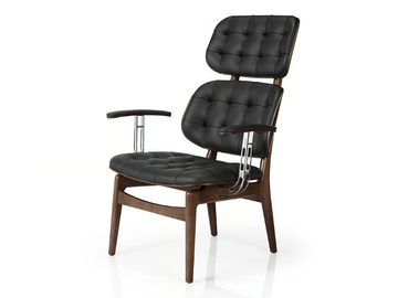 CHLOE M936 WUU B CR - Tufted leather easy chair with armrests high-back by JMS