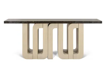 AKATA - Console table with oak base and marble top by JOSÉ LEITE DE CASTRO