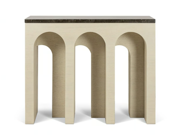 ARCADE - Rectangular oak and marble console table by JOSÉ LEITE DE CASTRO