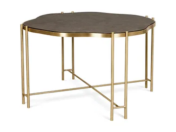 ARGA - Round brass and marble high side table by JOSÉ LEITE DE CASTRO