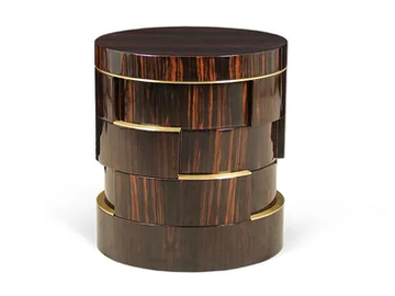 BABEL - Round ebony high side table by JOSÉ LEITE DE CASTRO