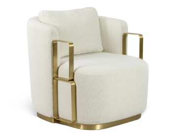 BOHO - Fabric armchair with brass base and armrests by JOSÉ LEITE DE CASTRO