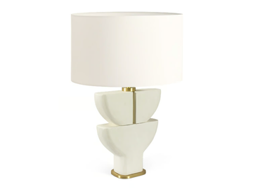 COGI - Plaster table lamp with fabric shade by JOSÉ LEITE DE CASTRO