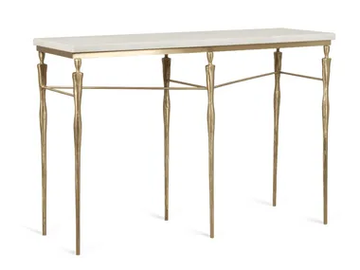 ELIS - Rectangular brass and marble console table by JOSÉ LEITE DE CASTRO