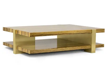 GUMA 1 - Rectangular wooden coffee table with brass details by JOSÉ LEITE DE CASTRO