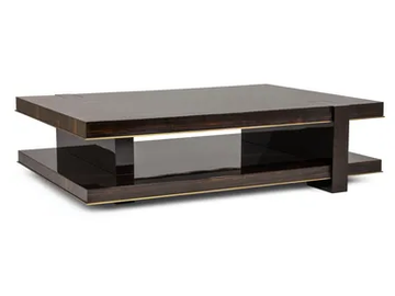 GUMA - Rectangular ebony coffee table with brass details by JOSÉ LEITE DE CASTRO