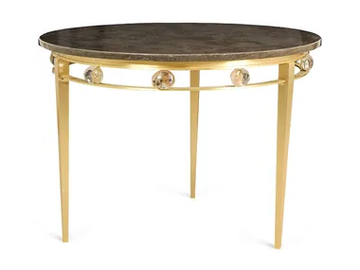 WINTOUR - Round brass and marble high side table by JOSÉ LEITE DE CASTRO