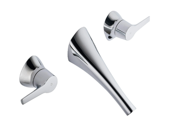NATURE - 3 hole wall-mounted chromed brass washbasin tap by JUSTIME