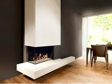 G65/44C - Wall-mounted corner gas fireplace by KALFIRE