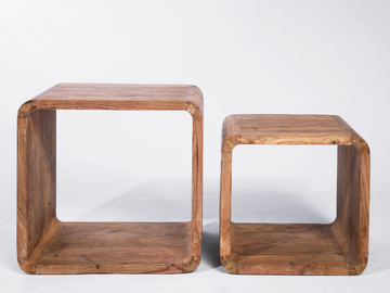 AUTHENTICO CUBE SQUARE - Low wooden coffee table by KARE Design
