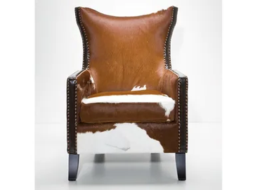 DENVER COW - Upholstered leather armchair with armrests by KARE Design