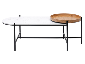 LAYERED - Oval enamelled steel and marble coffee table by KARE Design