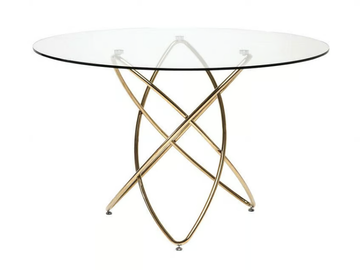 MOLEKULAR GOLD - Round Glass and Stainless Steel dining table by KARE Design