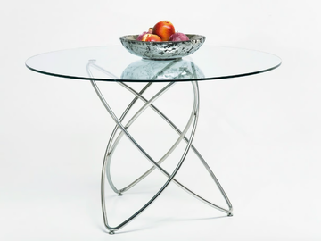 MOLEKULAR - Round Glass and Stainless Steel table by KARE Design