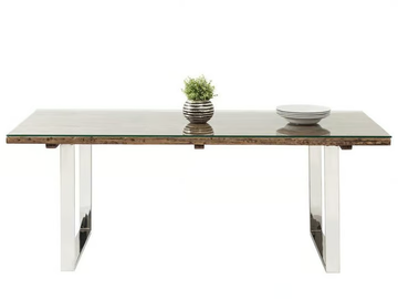 RUSTICO - Rectangular wood and glass dining table by KARE Design