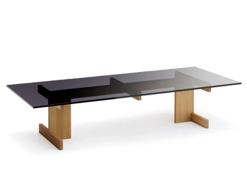 A-CT01 - Low rectangular wood and glass coffee table by KARIMOKU
