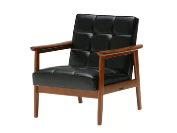 K CHAIR - Tufted vinyl leather easy chair with armrests by KARIMOKU