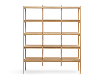 N-SS01 - Open sectional oak bookcase by KARIMOKU