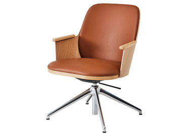 SANDER CONFERENCE - Trestle-based height-adjustable leather chair with armrests by Karl Andersson
