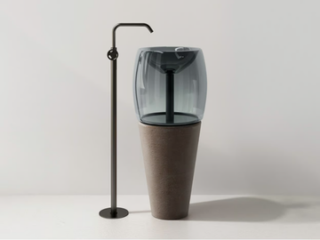 TOSCA - Freestanding round single quarry and glass washbasin by Karol