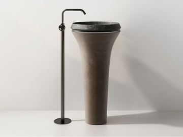 TOSCA - Freestanding round single quarry and natural stone washbasin by Karol
