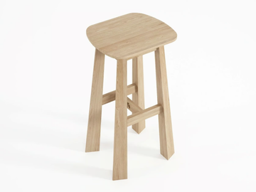 EAST - Rectangular solid wood counter stool with footrest by KARPENTER