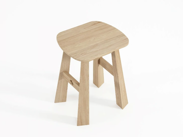 EAST - Rectangular solid wood stool by KARPENTER