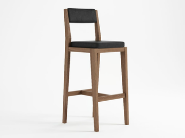 NOUVEAU BISTRO - Upholstered solid wood barstool with back by KARPENTER