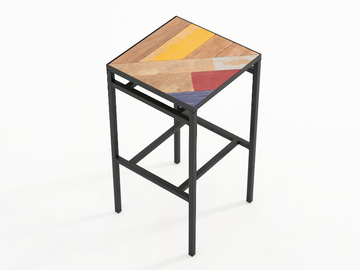 PLANKE - Reclaimed wood barstool with footrest by KARPENTER