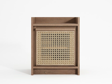 ROOTS - Solid wood and rattan bedside table by KARPENTER