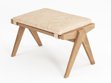 TRIBUTE - Upholstered solid wood footstool by KARPENTER