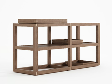 UP & DOWN HORIZONTAL II - Open wooden shelving unit by KARPENTER