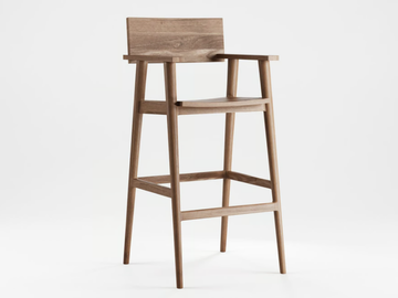 VINTAGE - Solid wood barstool with armrests by KARPENTER