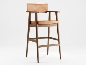 VINTAGE - Upholstered solid wood barstool with armrests by KARPENTER