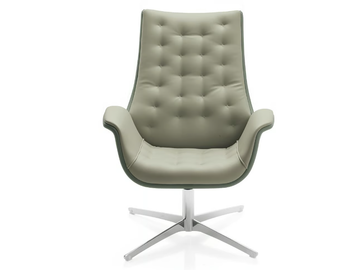 KRITERIA - Swivel trestle-based leather armchair by Kastel