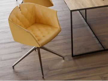 KUAD - Trestle-based tufted leather chair by Kastel
