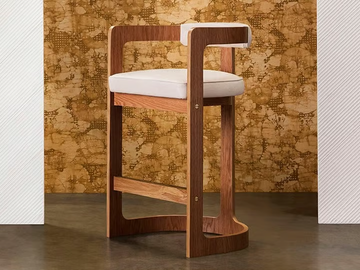 ZUMA - Upholstered wooden barstool with footrest by Kelly Wearstler