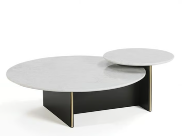 ANT - Round marble coffee table with metal base by Kendo Mobiliario