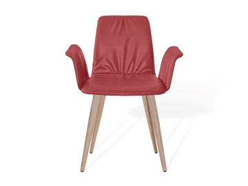 MAVERICK CASUAL - Chair with armrests and wooden base with 4 conical legs by KFF