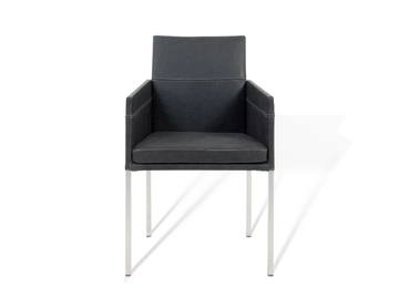 TEXAS FLAT - Upholstered leather chair with armrests by KFF