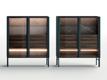 ARYA - Wood and glass highboard with integrated lighting by Kico
