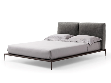 BEND - Titanium bed with upholstered headboard by Kico