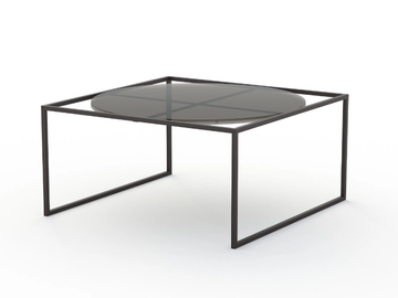 KINNA - Sled base metal coffee table with glass top by Kico