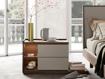 KYOTO - Rectangular wooden bedside table with built-in lights by Kico