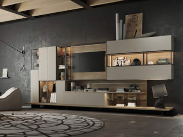 TECA 05 - Wooden storage wall with integrated lighting by Kico