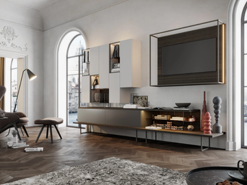 TECA 07 - Wall-mounted wooden TV wall system by Kico