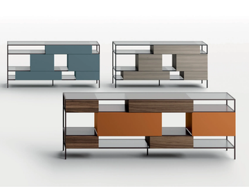 TECA FISSA - Wood and glass sideboard with drawers by Kico
