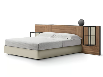 TECA VISION - Wooden double bed with integrated nightstands by Kico