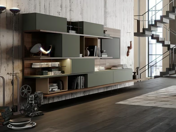 TECA06 - Sectional wooden storage wall with integrated lighting by Kico